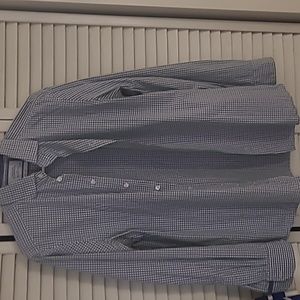 Charles Tyrwhitt blue green and white stripes long sleeve button up shirt